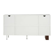White Noble House sideboard buffet cabinet with four doors and adjustable shelves, designed for wide storage in dining or living rooms.
