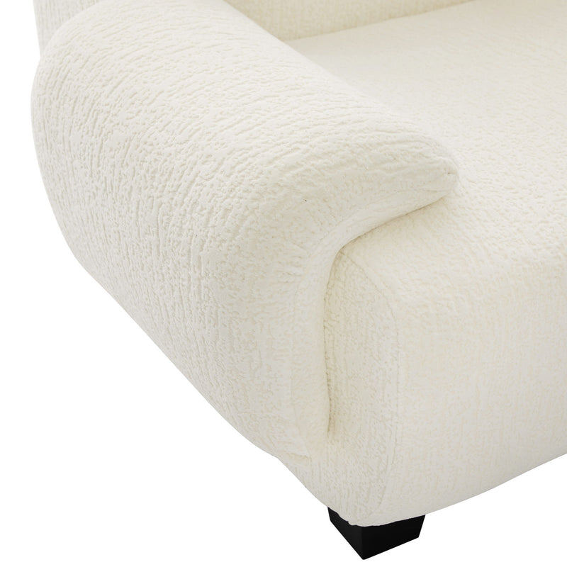 Noble House 3-seater sofa with curved armrests, stationary design, upholstered in neutral fabric, modern living room furniture