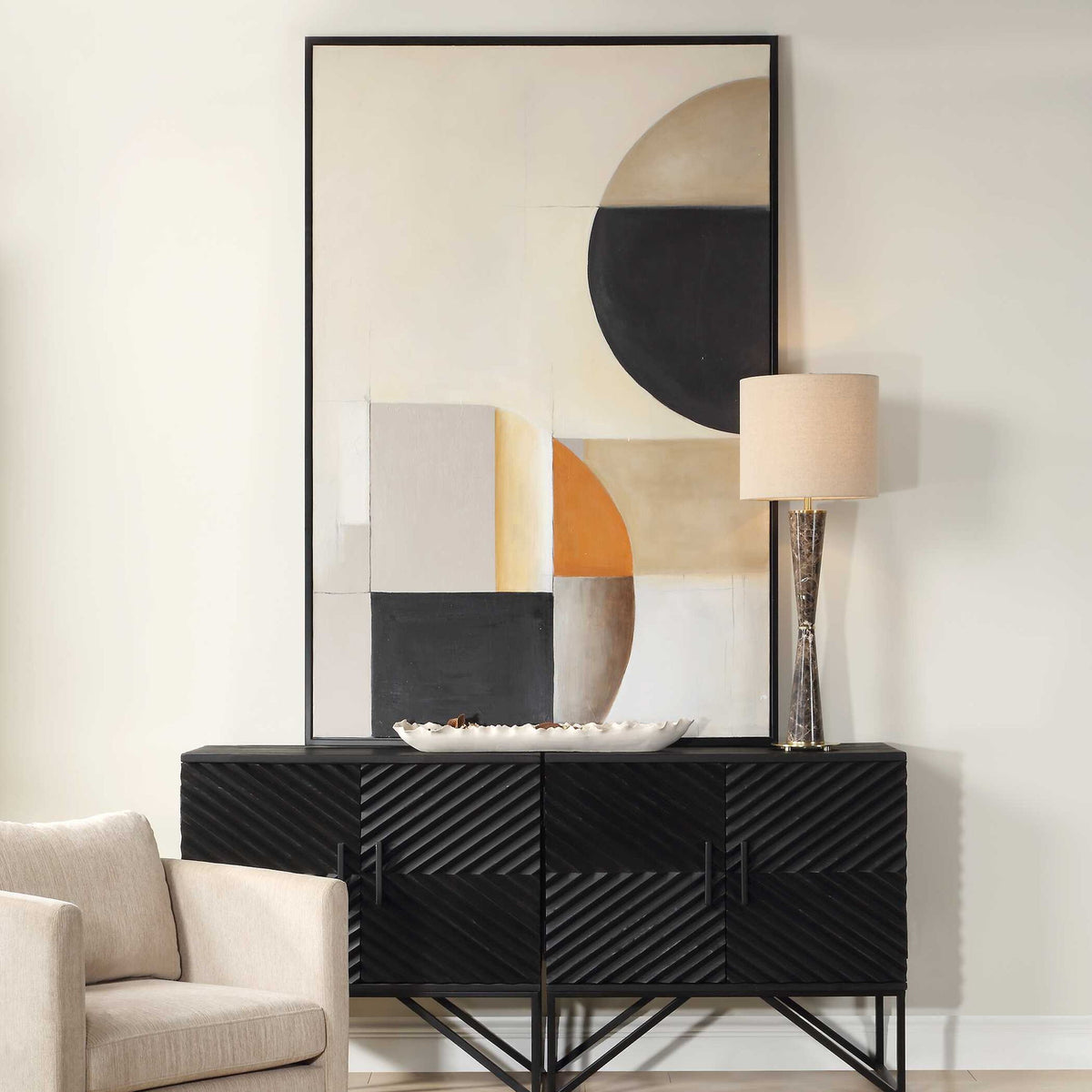 Western Hemisphere - Hand Painted Canvas - Black / Brown / Gray / Orange