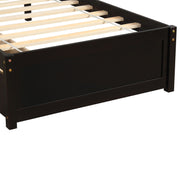 DreamHaus platform storage bed frame with two drawers and headboard, showcasing the wooden design and built-in storage features.