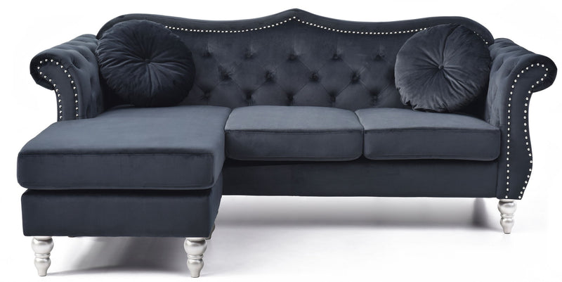 Glory Furniture Hollywood sofa chaise, stationary sectional with plush fabric and modern design, featuring a comfortable chaise lounge.