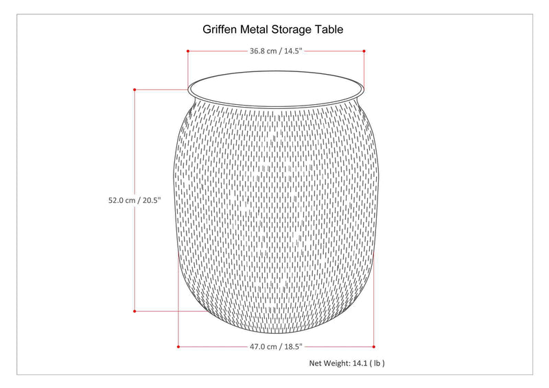 Griffen - Handcrafted Metal Storage Accent Table - R&R Furniture Gallery (Fountain Valley, CA)