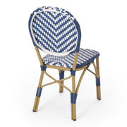 Outdoor Rattan And Aluminum French Armless Bistro Chairs Set - Navy Blue - R&R Furniture Gallery (Fountain Valley, CA)