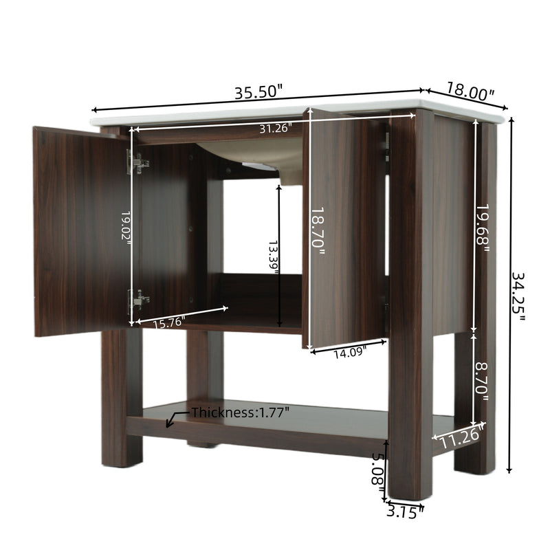 Modern Bathroom Vanity With Rectangle Ceramic Sink, Soft Closing Doors - R&R Furniture Gallery (Fountain Valley, CA)