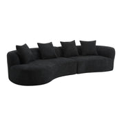 Elegant curved sectional sofa by Noble House with plush foam cushions, perfect for stylish, comfortable living room seating.