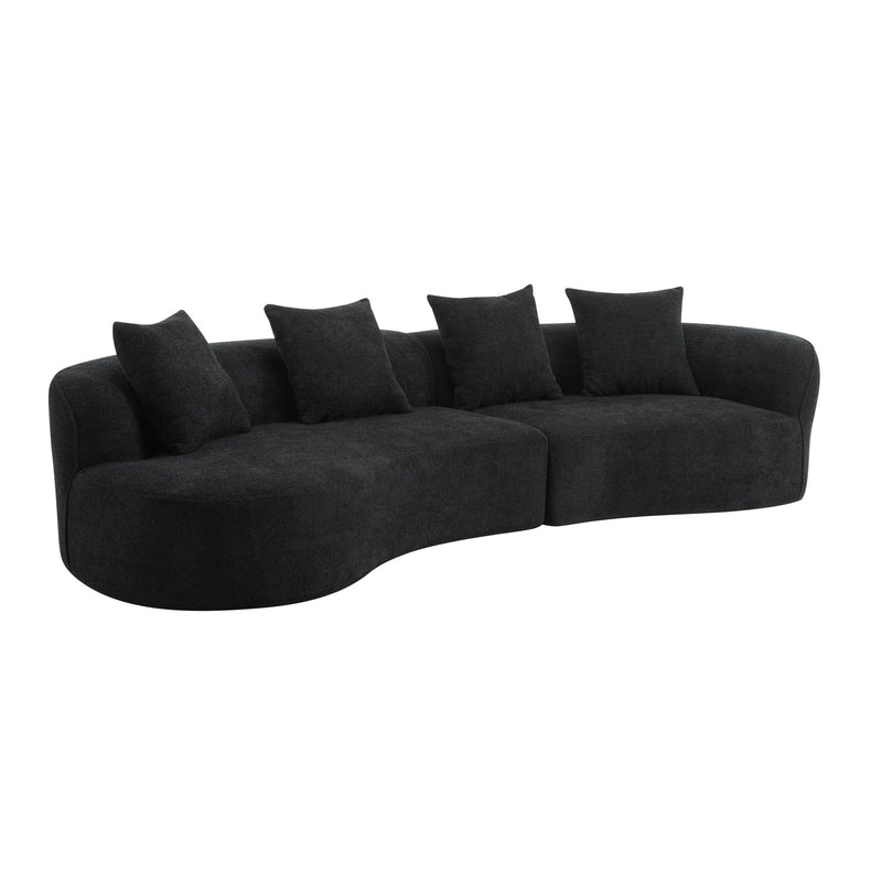 Elegant curved sectional sofa by Noble House with plush foam cushions, perfect for stylish, comfortable living room seating.