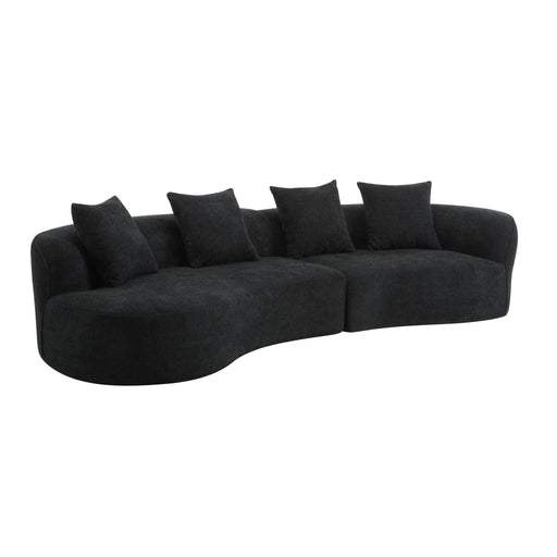 Elegant curved sectional sofa by Noble House with plush foam cushions, perfect for stylish, comfortable living room seating.