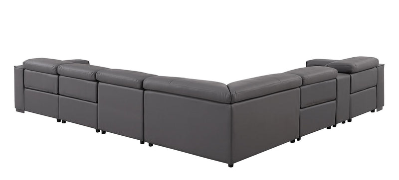1208 - 7 Piece L-Shaped Leather Reclining Sectional With 4 Power Recliners