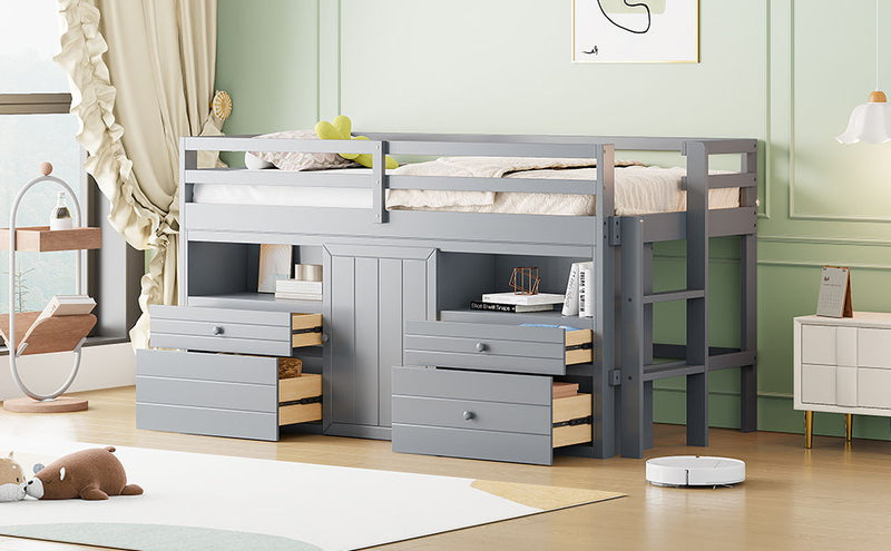 Loft Bed With 4 Drawers, Underneath Cabinet And Shelves - R&R Furniture Gallery (Fountain Valley, CA)