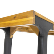 Pair of Noble House teak dining benches, natural wood finish, sturdy design, ideal for kitchen or dining room seating.