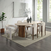 Leonardo - Dining Table - Travertine Top & Dark Oak - R&R Furniture Gallery (Fountain Valley, CA)