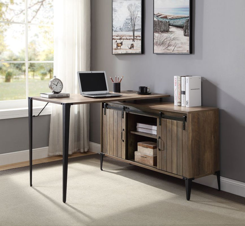 Zakwani - 48" Writing Desk With USB - Rustic Oak & Black - R&R Furniture Gallery (Fountain Valley, CA)