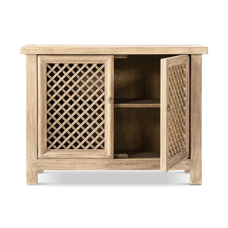 Jennifer Taylor Home Arden 2-door natural accent storage cabinet with sleek design and modern hardware.