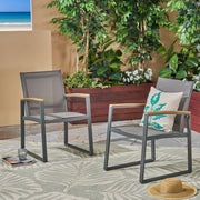Aresha - Metal Outdoor Dining Armchair (Set of 2) - Gray - R&R Furniture Gallery (Fountain Valley, CA)