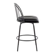 Lumi Source Riley Claire farmhouse fixed height counter stools with swivel and round footrest, set of 2.