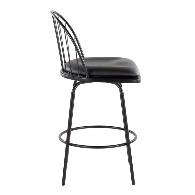 Lumi Source Riley Claire farmhouse fixed height counter stools with swivel and round footrest, set of 2.