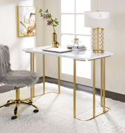 Estie - Vanity Desk (Same 93102) - White & Gold - R&R Furniture Gallery (Fountain Valley, CA)