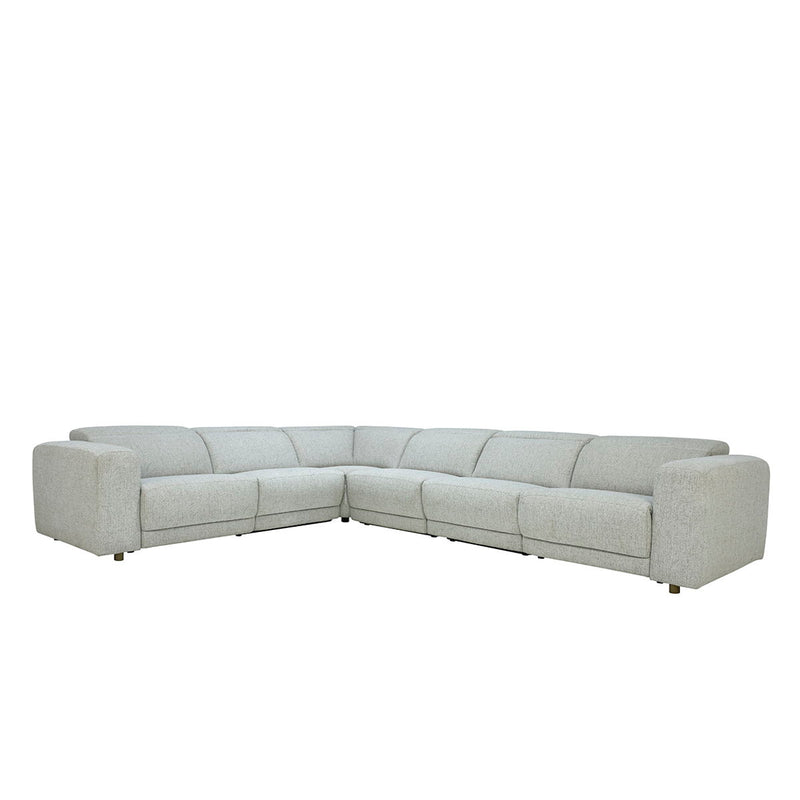 Classic Home Knoxville power recliner sectional with plush fabric and reclining seats, shown in a modern living room setting.