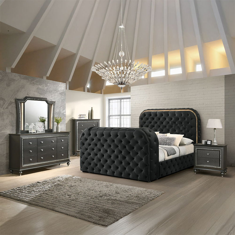 Kana - Bed With LED, Fireplace & TV Stand - R&R Furniture Gallery (Fountain Valley, CA)