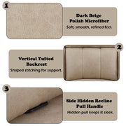 Elison - Motion Sofa - Dark Beige Polish Microfiber - R&R Furniture Gallery (Fountain Valley, CA)