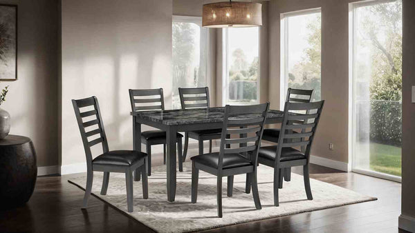 Adia - 7 Pc. Dining Table Set, Dark Gray