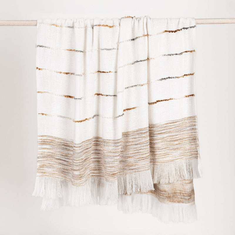 Throws - TC Albedo Throw - Ivory / Rust - R&R Furniture Gallery (Fountain Valley, CA)