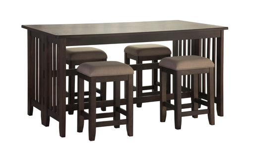 Drop Leaf Table & 4 Stools - Dark Brown - R&R Furniture Gallery (Fountain Valley, CA)