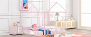 Halcyon Home metal house bed frame with canopy and fence, featuring a sturdy metal structure and cozy enclosed design.