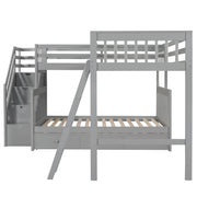Solid L Shaped Bunk Bed With 3 Drawers, Ladder And Staircase - R&R Furniture Gallery (Fountain Valley, CA)