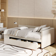 L Shaped Upholstered Platform Bed With Storage And Drawers - R&R Furniture Gallery (Fountain Valley, CA)