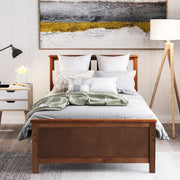 DreamHaus platform bed with headboard, footboard, and wood slat support, showcasing a modern bedroom furniture design