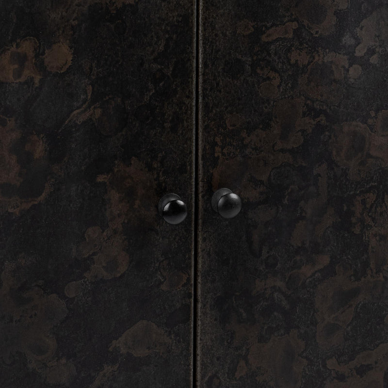 Rust Noir tall accent cabinet by Classic Home featuring a sleek, modern design with ample storage and a stylish finish.