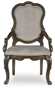 Maylee - Dining Upholstered Arm Chair (Set of 2) - Dark Brown - R&R Furniture Gallery (Fountain Valley, CA)