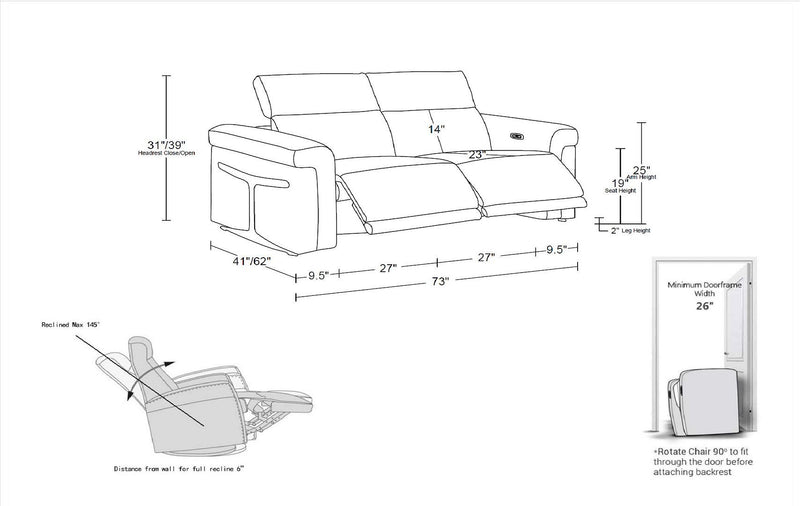 1126 - 2-Piece Modular Power Reclining Loveseat In With 2 Power Recliners & Power Headrests