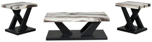 Cendill - Occasional Table Set (Set of 3) - Dark Brown / White / Black - R&R Furniture Gallery (Fountain Valley, CA)
