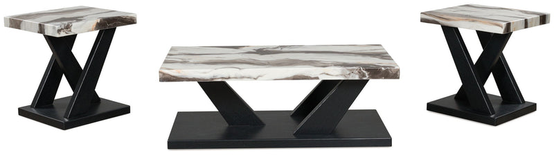 Cendill - Occasional Table Set (Set of 3) - Dark Brown / White / Black - R&R Furniture Gallery (Fountain Valley, CA)