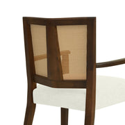 Mid Century Modern Arm Dining Chairs With Rattan Backrest - R&R Furniture Gallery (Fountain Valley, CA)