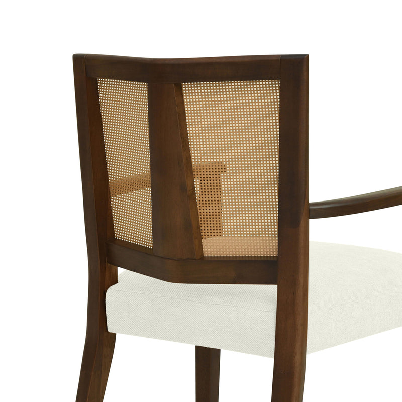 Mid Century Modern Arm Dining Chairs With Rattan Backrest - R&R Furniture Gallery (Fountain Valley, CA)