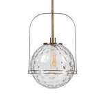 Uttermost Mimas 1 Light Globe Pendant in gold, modern pendant lighting with a spherical glass shade hanging from a sleek fixture.