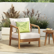 Outdoor Lounge Chair With Woven Backrest, Solid Wood Frame, Comfortable Cushions - R&R Furniture Gallery (Fountain Valley, CA)
