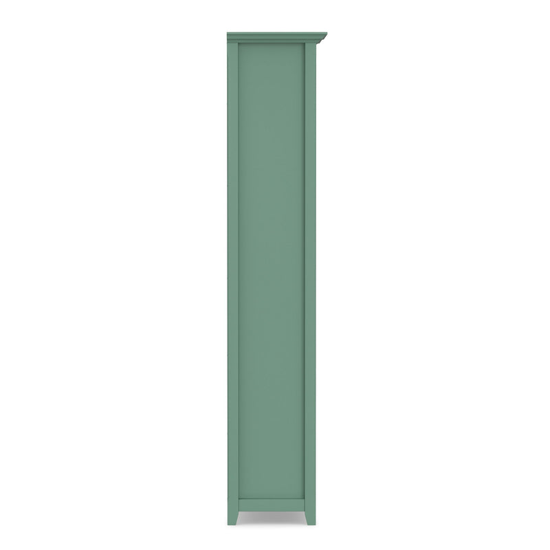 Handcrafted Amherst 5-shelf bookcase by Simpli-Home, showing a wooden standard bookcase with five spacious shelves.
