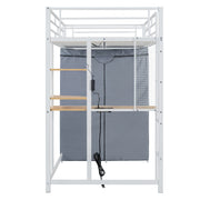 Loft Bed With Desk, Shelves, Power Outlet, LED Light And Wardrobe - R&R Furniture Gallery (Fountain Valley, CA)