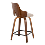 Set of two Lumi Source Ariana mid-century modern counter stools with wooden legs and upholstered seats, perfect for kitchen or bar area.