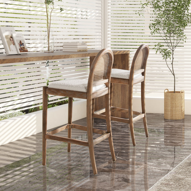 Panama - Curved Back Cane Bar Stool (Set of 2) - R&R Furniture Gallery (Fountain Valley, CA)