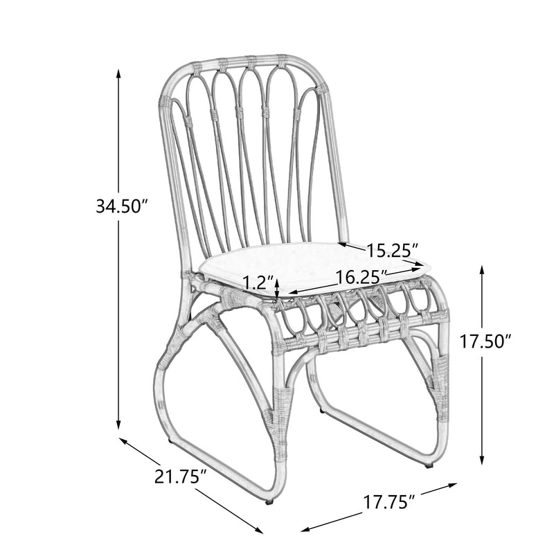 Outdoor Wicker Dining Chairs With Washable Cushion (Set of 2) - R&R Furniture Gallery (Fountain Valley, CA)