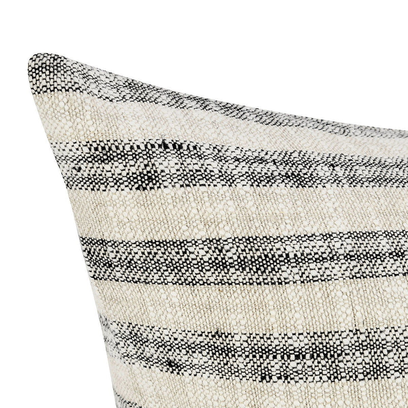 Linna 24-inch square accent pillow by Classic Home with natural and black fabric for stylish home decor.