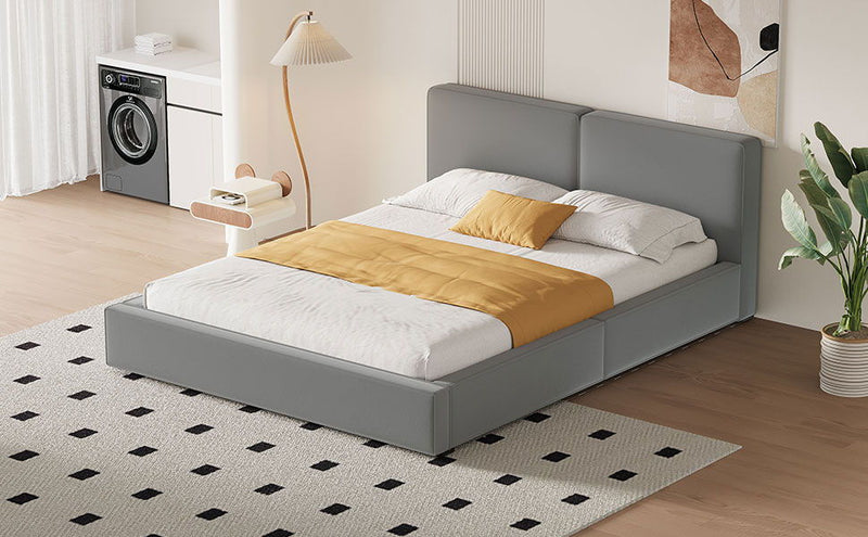 Upholstered Platform Bed, Grounded Bed With Solid Frame - R&R Furniture Gallery (Fountain Valley, CA)