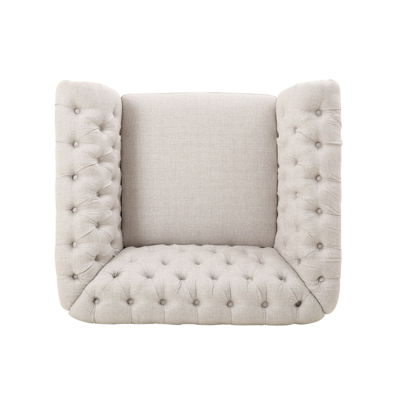 Nexuson - Upholstered Chesterfield Chair With Deep Tufted And Nailhead Trim - R&R Furniture Gallery (Fountain Valley, CA)