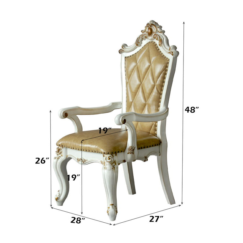 Picardy - Arm Chair (Set of 2) - Butterscotch Synthetic Leather & Antique Pearl - R&R Furniture Gallery (Fountain Valley, CA)