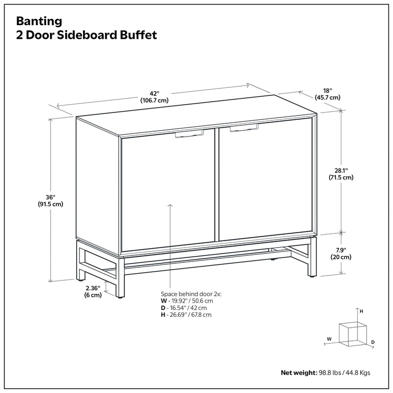 Banting Solid Wood Sideboard Buffet with Metal Frame — Modern Industrial Dining Room Storage - R&R Furniture Gallery (Fountain Valley, CA)